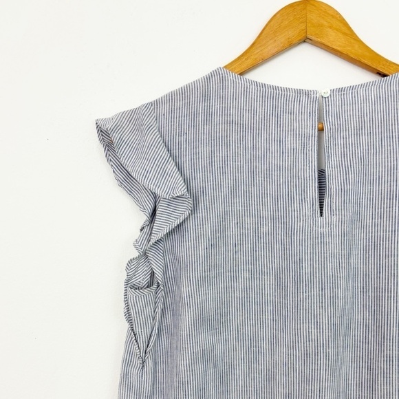 Cynthia Rowley 100% Linen Striped Flutter Sleeve Beachy Shift Dress Size Medium - Picture 10 of 14